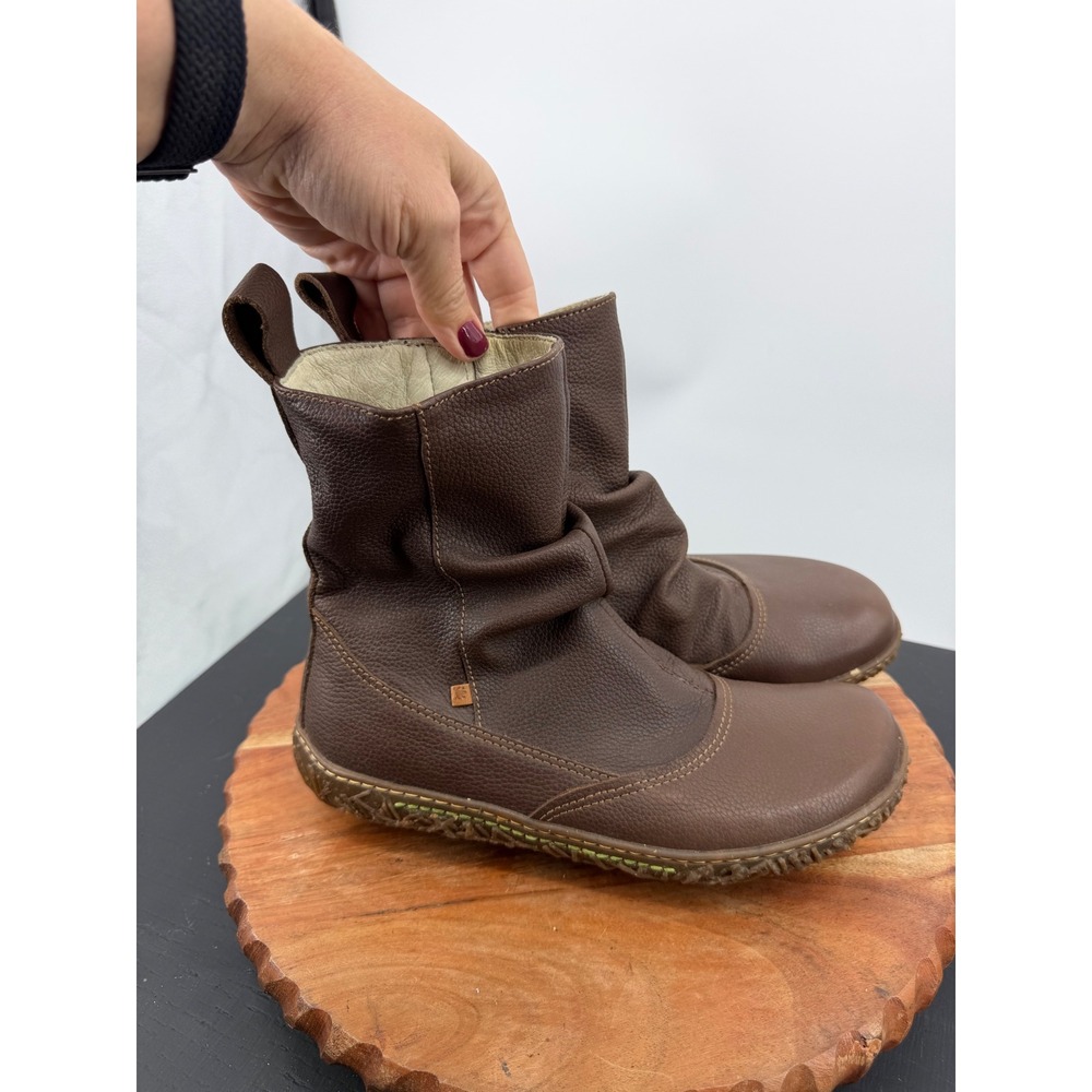 El Naturalista Nido Ankle Boots Women Size 39 8.5 Brown Vegan Leather Slouchy